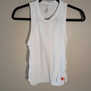 🦋 Pure Barre x Beyond Yoga Sleeveless Top White Ruched Sides Lightweight  XS